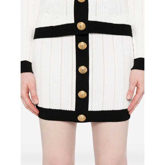 Balmain Women Knitted Buttoned Mini Skirt